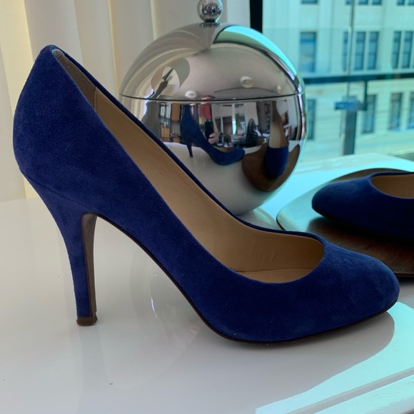 J. Crew Iris Blue Leather Suede Pump Stiletto Heel - Picture 8 of 15